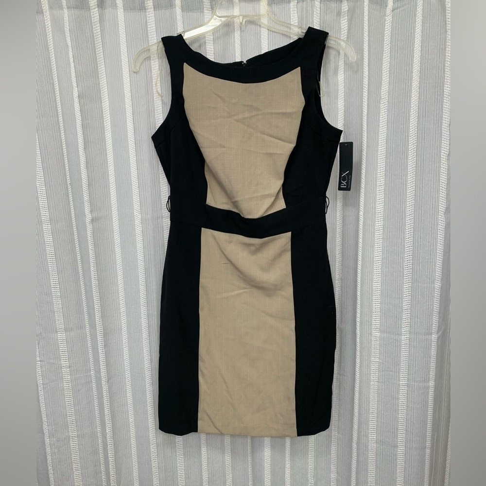 BCX Dress NWT Black‎ and Tan Color Block Sleeveless (No Belt) Size 9